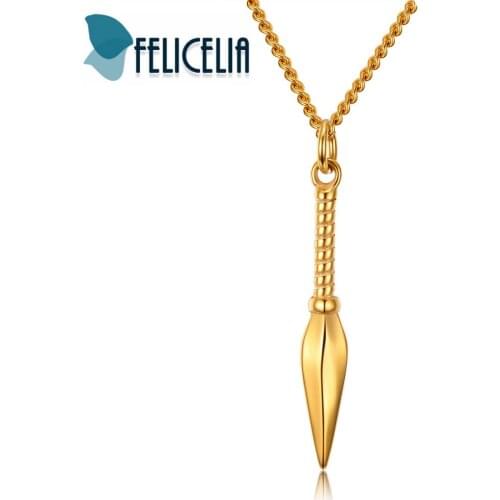 Felicelia Fashion Stainless Steel Spearhead Pendant Necklace For Men Black/ Silver/ Gold Color Curb Chain Vintage Jewelry