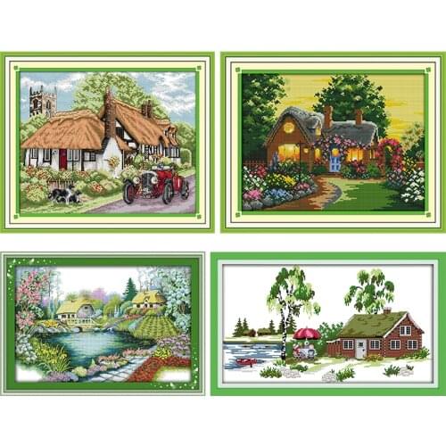 Beautiful Homeland Stamped Counted Pattern Cross Stitch Kit Printed Crafts 11CT 14CT Home Decor Thread Embroidery Needlework Set
