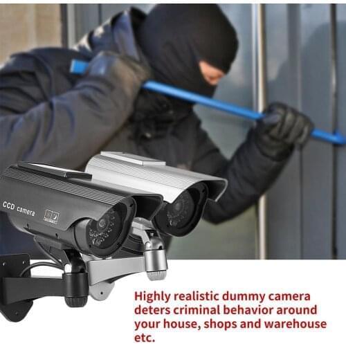 Dummy Solar Powered Fake Camera High Simulation CCTV Flashing Led Red Light Outdoor Monitor Waterproof Surveillance Camera