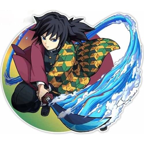 Beautiful Anime Auto Car Sticker for Demon Slayer Giyuu Tomioka Graphics Suitable for JDM ATV Trunk Door Fashion Decal Kk13*12cm