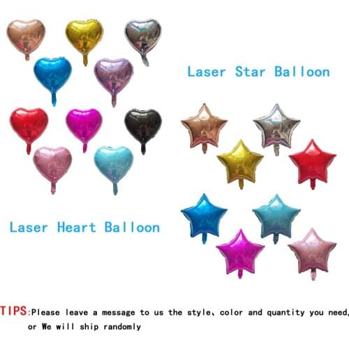 5pcs 18inch Shiny Laser Star&Heart Foil Balloons Birthday Kids Shower Wedding Chrismas Party Decoration Helium Inflatable Globos