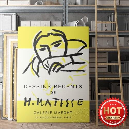 Henri Matisse Museum Exhibition Poster, Matisse Vintage Art Prints, Abstract Human Wall Painting, Yellow Black White Wall Decor