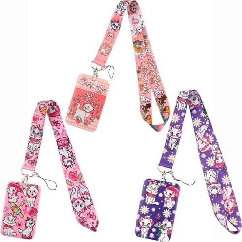 YQ192 Marie Cat Lanyard The Aristocats Necklace for Key ID Badge Holder Cartoon Phone Rope Key Cord Neck Strap Lariat Kids Gifts
