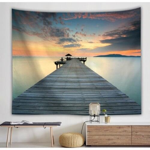 Sunset glow nature scenery tapestry beach large yoga mat decoration psychedelic wall carpet landscape