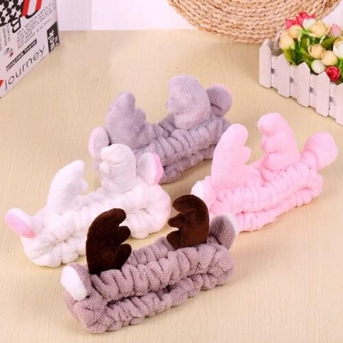 Women Cute Big Ears Antler Comfortable Wash Face Bathe Make Up Hair Holder Elastic Headband Girls Hairbands Hair Accessories