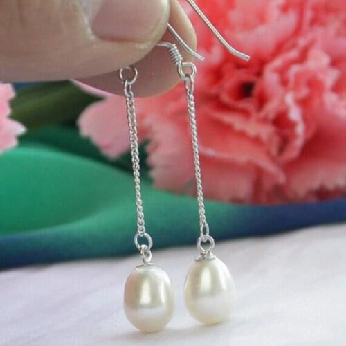 New Arrival Favorite Pearl Jewelry 12mm White Genuine Freshwater Pearl Dangle Earring S925 Sterling Silver Jewelry For Lady Gift