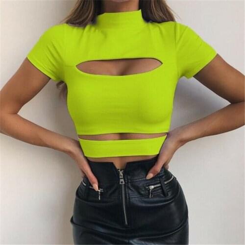 2021 New Sexy Women Camis Gothic Chest Hollow Out Tee Shirt Crop Top Solid Slim Tanks Tops Tee Shirt Female Casual Cute Style