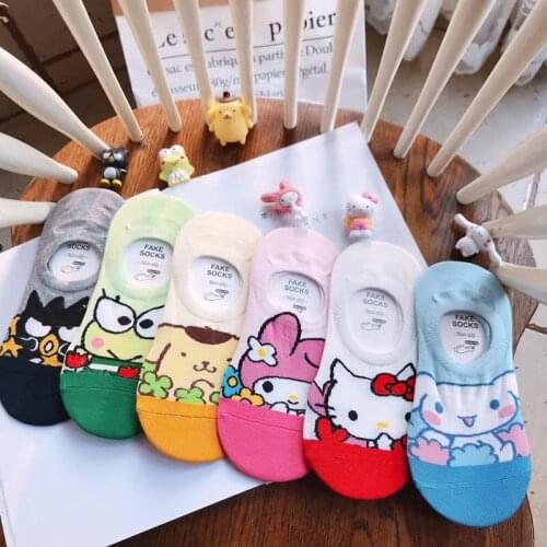 1pair Cute melody big ear dog pudding dog KT invisible silicone non-slip socks summer shallow mouth socks for girls gift