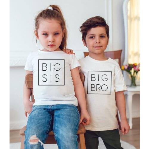 1pc Big Bro/Sis Toddler Kids Anoucement T Shirt Soft Tops Tees Shirts Outfits Babe Boys Girls Silbing Shirt Clothes Dropshipping