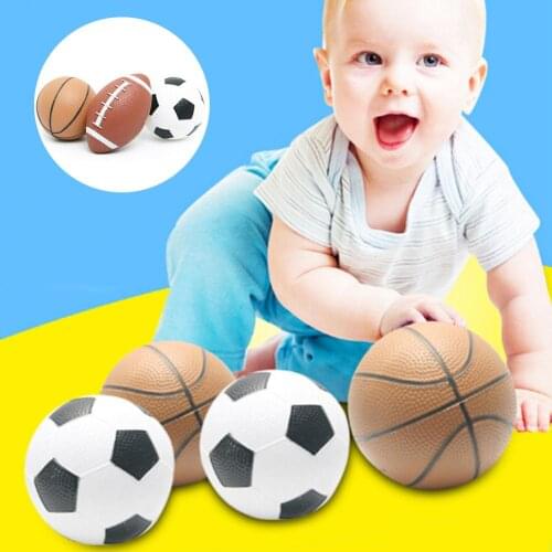 1pc Beach BallsKid Toy Soft Rubber Small Rugby Soccer Basketball Children Outdoor Sport Ball Mini Inflatable Toy KIds
