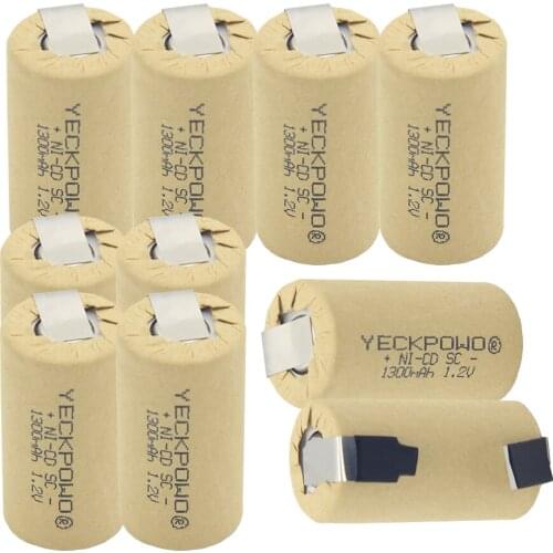 Fast Delivery 10 pcs real capacity guaranteed Moscow warehouse 1300mAh SC batteries NICD sub C battery 1.2V akkus for sweeper
