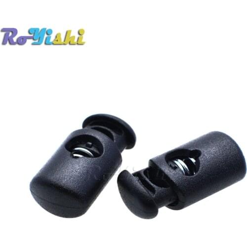 1000pcs/pack Black Plastic Barrel Spring Cord Locks Stoppers Toggles 20.5mm*10mm