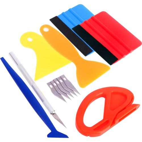 12pcs Car Vinyl Wrap Tool Kit Window Film Tools Felt Squeegee Edge Trimmer Mini Corner Stickers