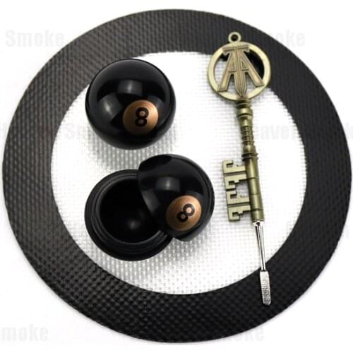 2*6ml Billiards Ball Silicone Jar Dab Wax Nonstick Herb Stash Container+1pc Silicon Mat +1pc Ready Player Jade Key Dabber Tool