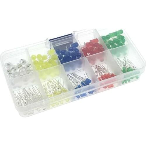 200PC 3MM 5MM Led Kit Mixed Color Red Green Yellow Blue White Light Emitting Diode Assortment In Box