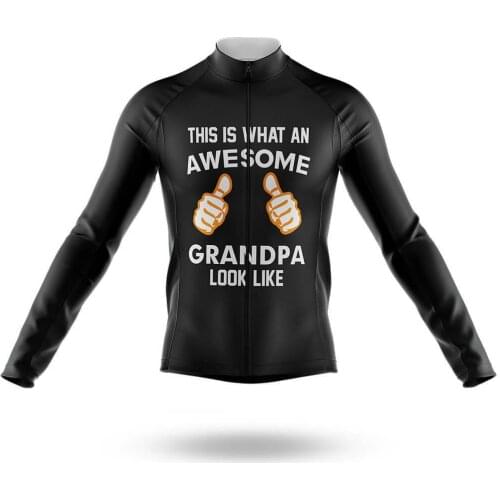 2021 Awesome Grandpa V3 Black Mens Cycling Jersey Long Sleeve Clothing Race Road Bike Shirts Bicycle Tops MTB Uniform Maillot