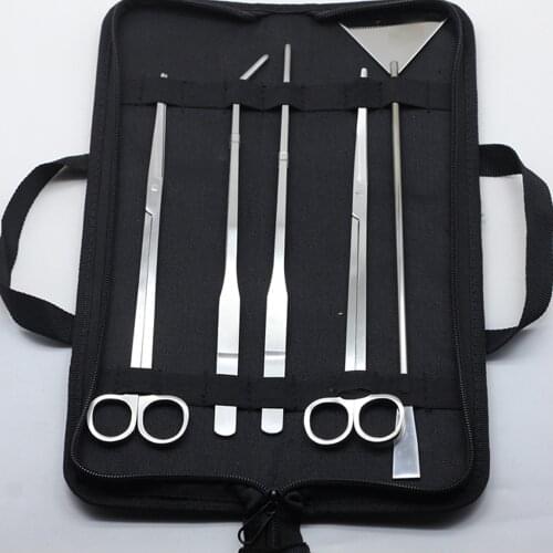 3/5Pcs Set Aquarium Cleaning Tools Kit Tweezers Curve Scissor Fish Tank Water Plants prune Grass Stainless Steel Scraper