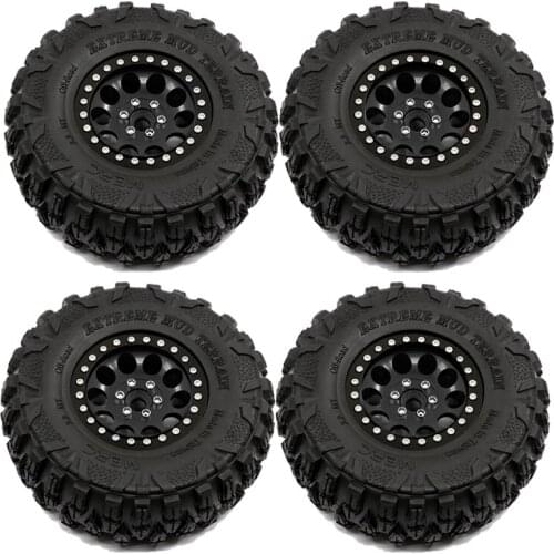 4Pcs 2.2Inch Beadlock Wheel Rim Tires Set for 1/10 RC Crawler Car Axial SCX10 RR10 Wraith 90048 Traxxas TRX4