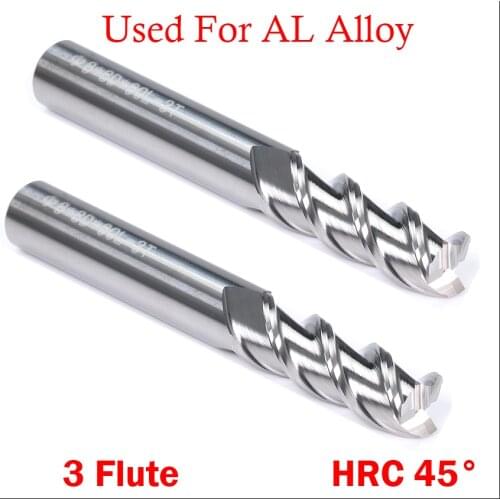 5mm 6mm 3 Flute Cuttiing HRC45 Tungsten Solid Carbide Micro Grain Flat End Mill CNC Tool Milling Cutter For AL Alloy