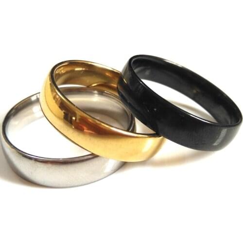 50pcs TOP MIX Black Silver Gold 6mm Band Rings Mens Womens Stainless Steel Wedding Rings Comfortable Jewelry Great for resale
