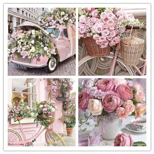 5D Diamond Painting Mosaic Flowers Diamond Embroidery Full Circle Diamond Diy Cross Stitch Home Decoration