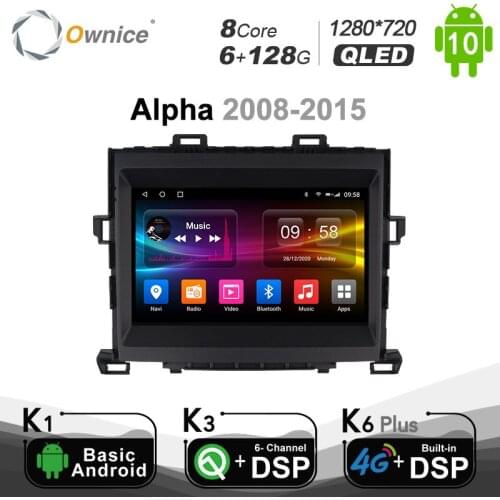 6G+128G QLED Otca 8 Core Car Multimedia Player for TOYOTA Alpha 2008 - 2015 Android 10.0 Radio GPS navigation DSP 4G LTE SPDIF