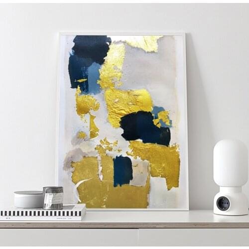 Abstract Home Decor golden canvas Painting Poster and Print Nordic Style Golden Wall Art Picture For Living Room Dining Room