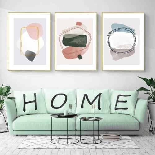 Abstract Poster Vintage Green Plants Canvas Print Color Block Minimalist Line Drawing Painting Boho Wall Picture Home Decor