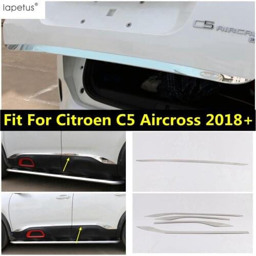 Accessories For Citroen C5 Aircross 2018 - 2021 Rear Tail Trunk / Side Body Door Decor Strip Cover Trim Stainless Steel Exterior