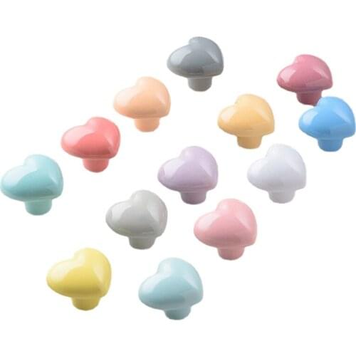 Door Knobs and Handles Ceramic Cartoon Cabinet Knobs and Handles Colorful Heart Drawer Closet Handles Kids Room Furniture Handle