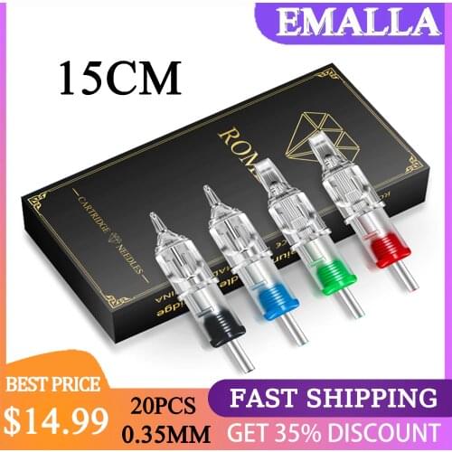 EMALLA 20Pcs 15CM Disposable Tattoo Cartridge Needles 15 Curved Magnum Sterilized Tattoo Needles for Tattoo Pen Tattoo Supplies