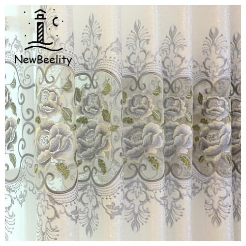 European Curtains for Living Dining Room Bedroom Hollow Out Water Soluble Embroidery Shading Curtains