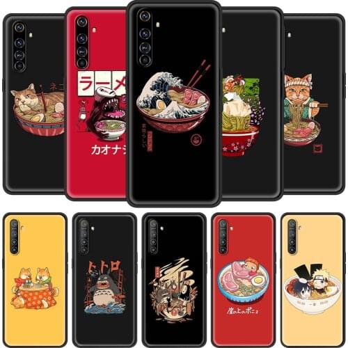 Phone Case for Realme 5 6 C3 7 5 Pro X50 XT C11 C15 V5 Cover for Oppo A52 A9 A53 A8 A92s Black Shell Great Ramen Wave Japan