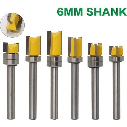 1PC 6mm Shank Template Trim Hinge Mortising Router Bit Straight end mill trimmer cleaning flush trim Tenon Cutter Woodworking