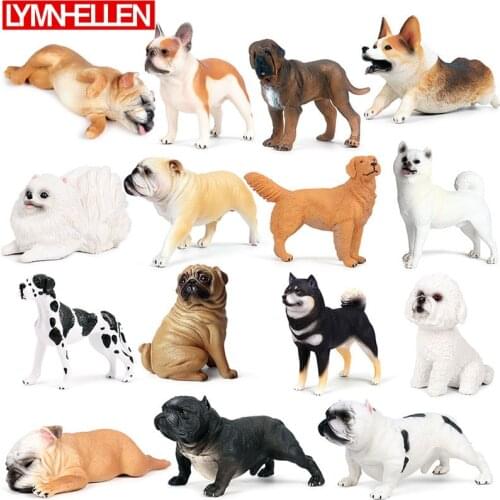 Simulation Wild Animal Pet Dog Model Corgi Pug Bulldog Pomeranian Poodle Shiba Inu Action Figure Decoration Children Toys Gifts
