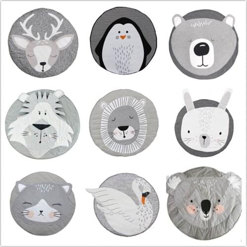 Cartoon Style Baby Crawling Carpet Newborn Baby Play Mat Nordic Toys Storage Bag For Infant Bebe Room Decor Glowing Pillow Props