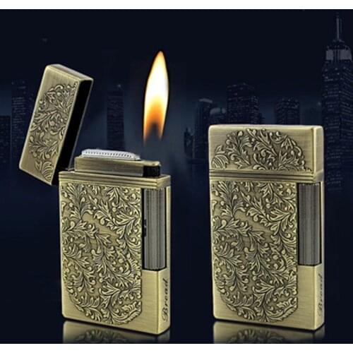 Creative Metal Side Slip Ignition Lighter Butane Gas Grinding Wheel Flint Lighters With PING Bright Sound Smoking Gadgets