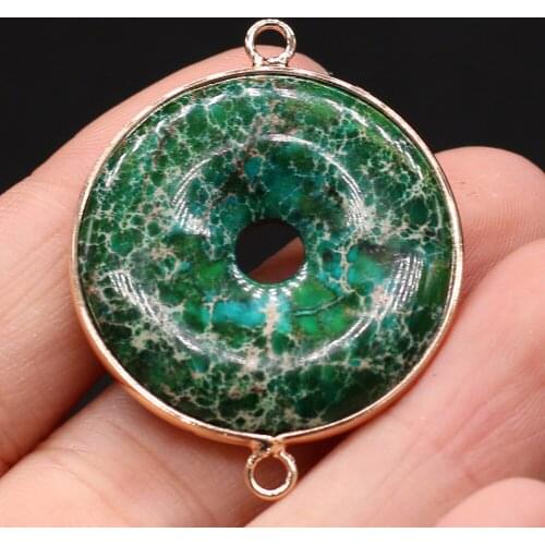 New Style Natural Stone Connector Emperor Stone Round Connector For Jewelry Making DIY Necklace Bracelet Accessory