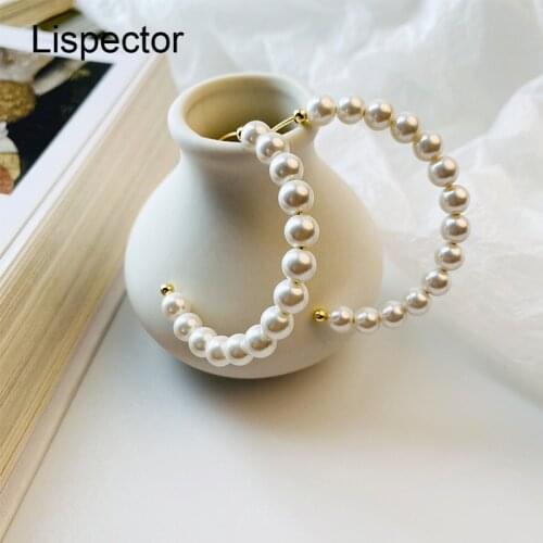Lispector 925 Sterling Silver Baroque Natural Pearl Beads C Shape Earrings for Women Elegant Exaggerated Earrings Luxury Jewelry