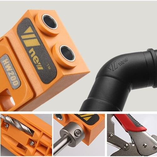 Woodworking Inclined Hole Locator Puncher Locator Pocket Hole Jig Kit System w/ Step Drill Bit & Accessories DIY Tool