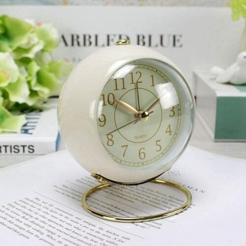 Small Table Clocks Classic Non-Ticking Quartz Tabletop Analog Alarm Clock Desk Clock with Backlight for Bedroom Decor