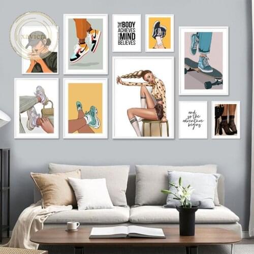 Fashion Girl High Heels Shoes Art Posters and Prints Modern Abstract Canvas Painting Nordic Wall Picture Living Room for Decor