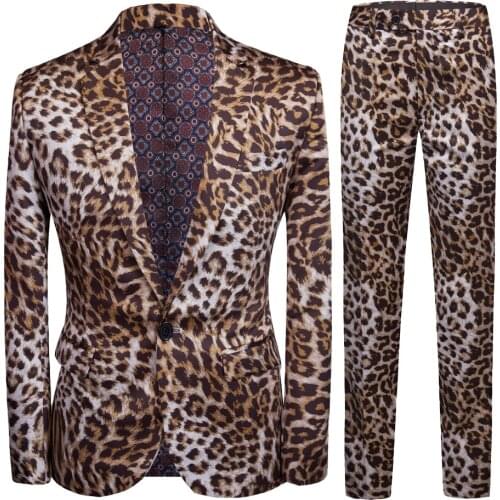 Jacket+Pants 2020 Spring High Quality Leopard Print Wedding Suits Men,Casual Mens Dress Suits,Business Suits Blazers