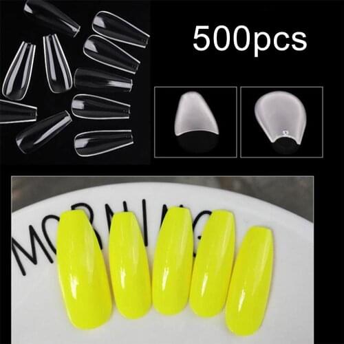 500Pcs Ballerina Long False Nail Tips Fingernail DIY Home Salon Manicure Decor Tips for half a nail fake nails nails nail tips