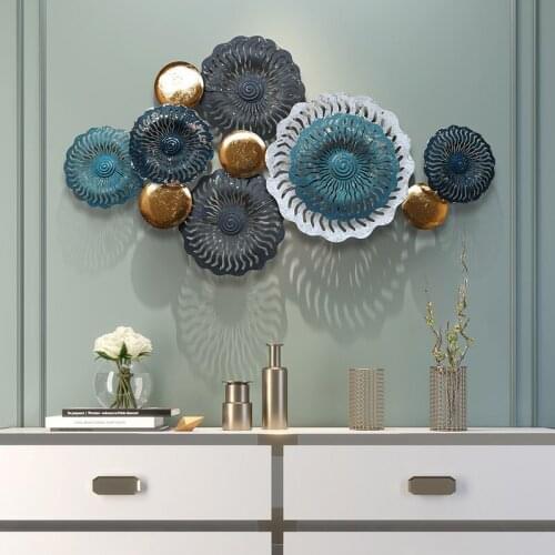 Nordic Luxury Wrought Iron Wall Sticker Crafts Porch Corridor Hotel Wall Mural Decoration Home Livingroom Wall Hanging Ornaments