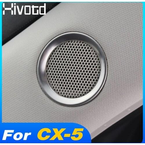 Stainless Steel Car Speaker Sound Ring Trim Cover Decoration Interior Mouldings Styling For Mazda CX-5 CX5 Accessories 2020-2017