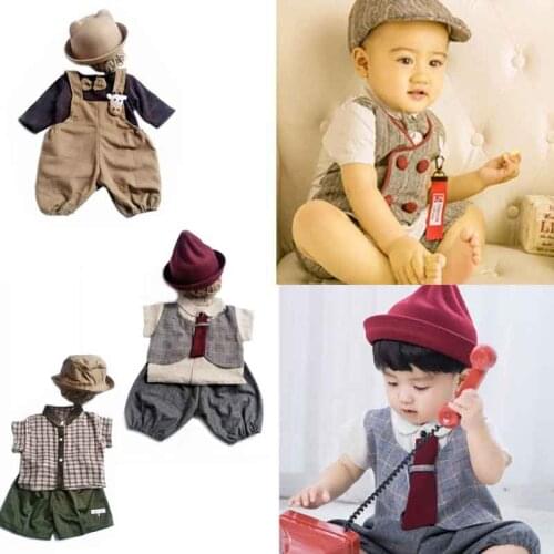 Infant Baby Girls Boys Photography Prop Clothes Toddler Birthday Photo Shooting Costume with Hat Outfits Baby foto Accessories