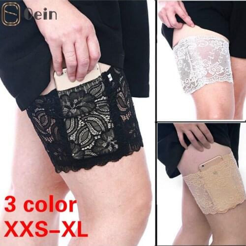 Oein Elastic Lace Slip Resistant Thigh Invisible Phone Bag Lady Garter Pocket Dress Accessories