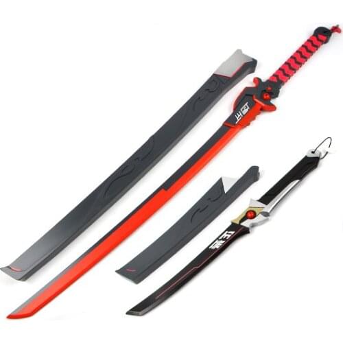 OW Genji Evil Ghost Games Cosplay Wooden Sword Knife Blade Weapon Japanese Katana Cosplay Props