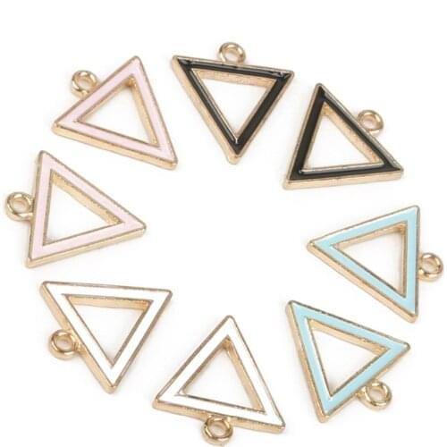 10pcs/lot 15mm Gold Color Alloy Enamel Triangl Charm Pendant For Necklace Bracelet Jewelry Making DIY Earring Finding